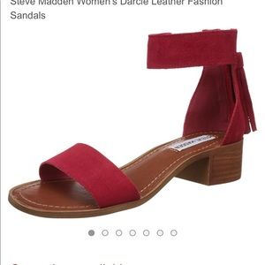 Red sandals with tassel